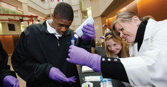 Students participate in an interactive science fair