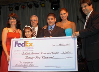 From left: Dr. Miguela Caniza, St. Jude patient Ashley, boardmember Talat Othman, St. Jude patient Carlos, Daisy Fuentes and Julio Barrionuevo.