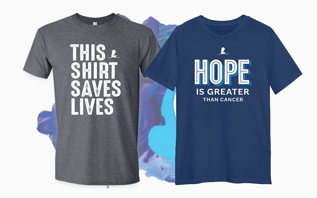 An image of two St. Jude T-shirts you can receive when you donate $19+ a month.