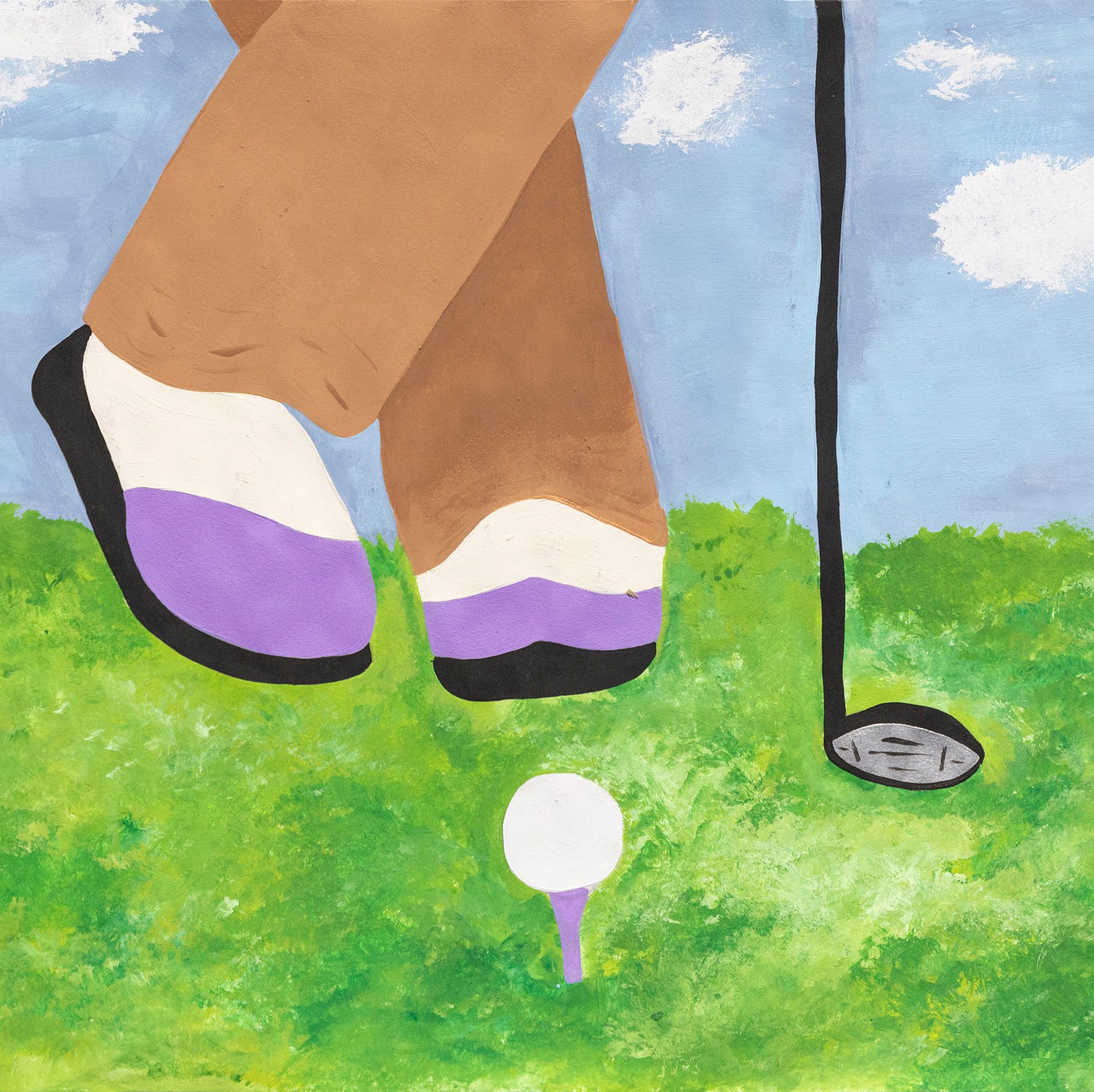 Patient Art of Golfer Feet with Putter by St. Jude patient Brinley
