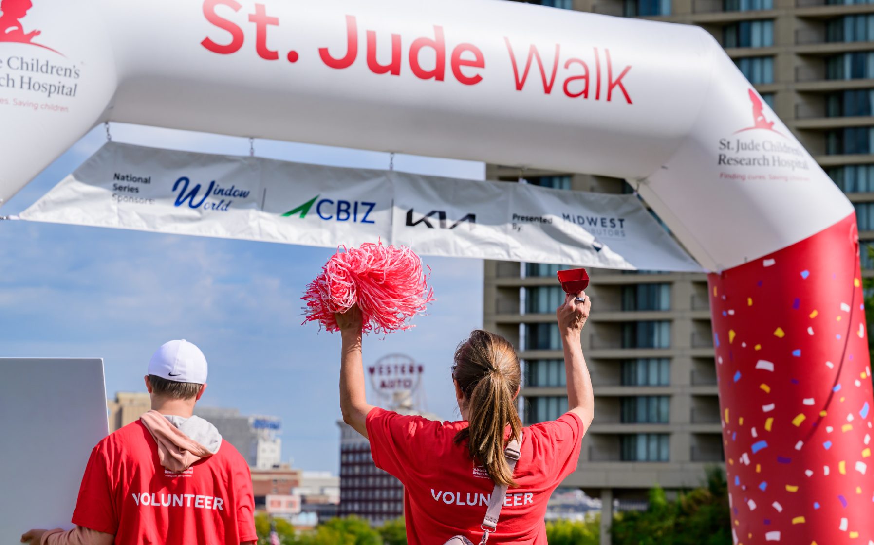 Participants crossing the finish line at the St. Jude Walk.