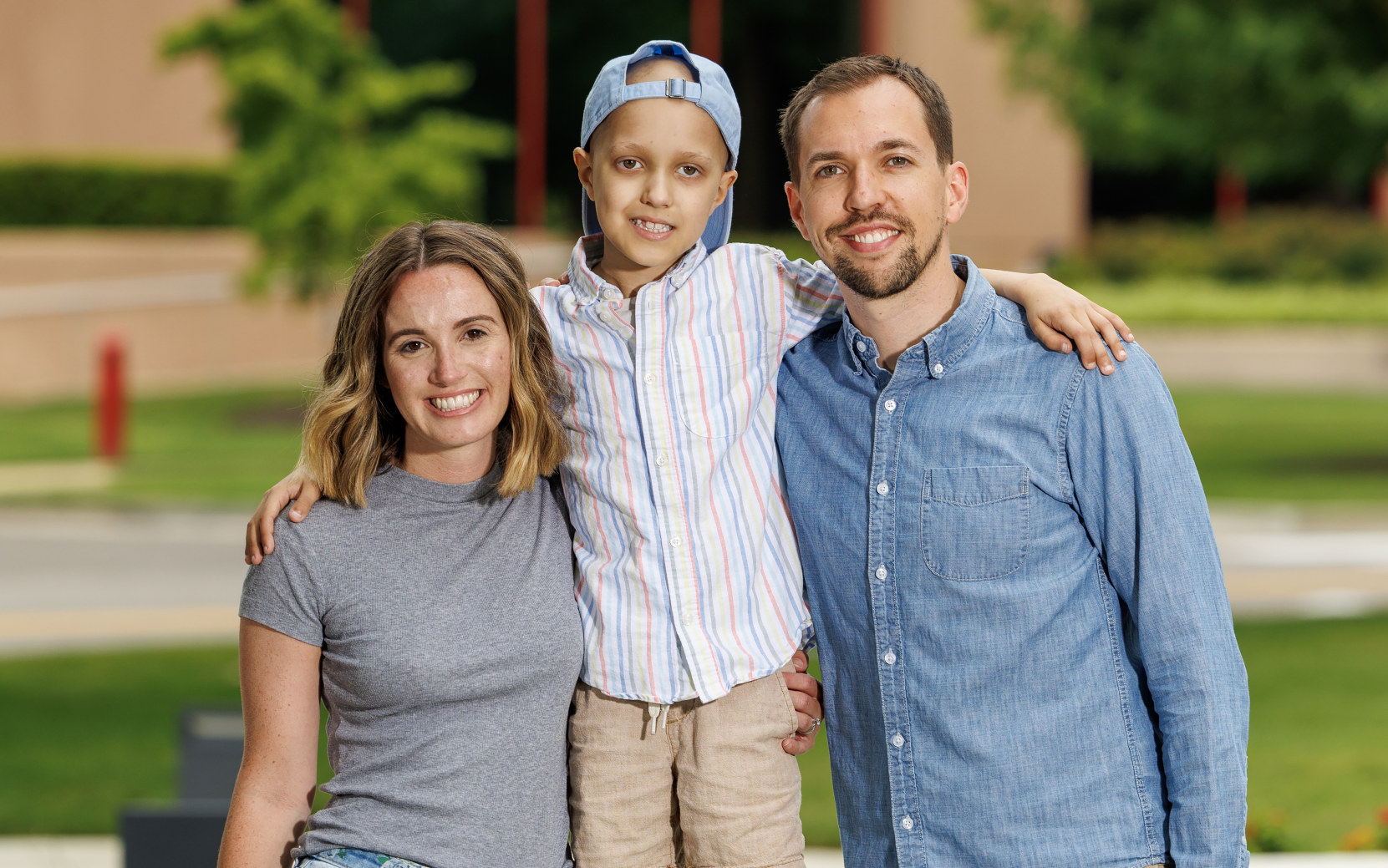 St. Jude patient Reid with his parents.