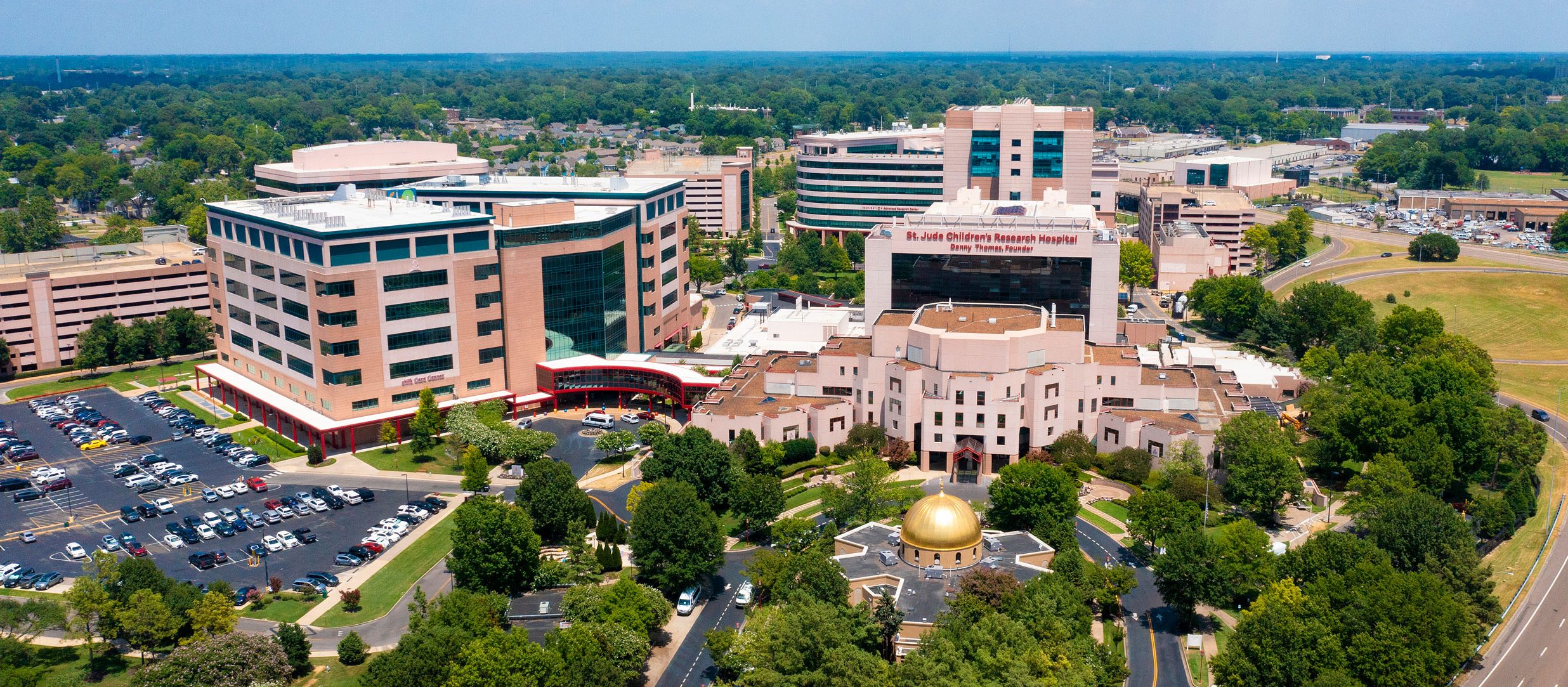 An aerial view St. Jude Children's Research Hospital.