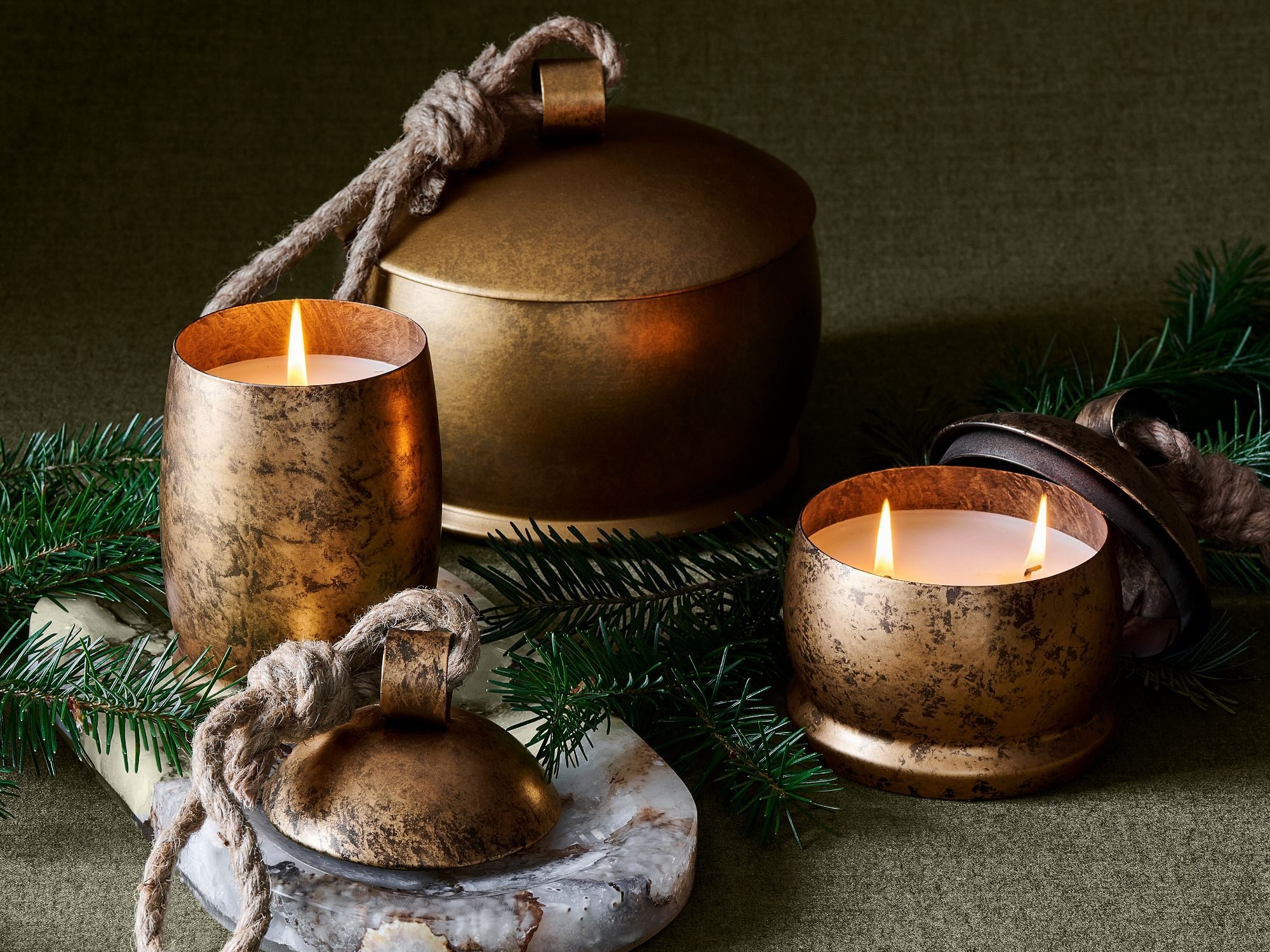 Copper colored candles from Pottery Barn