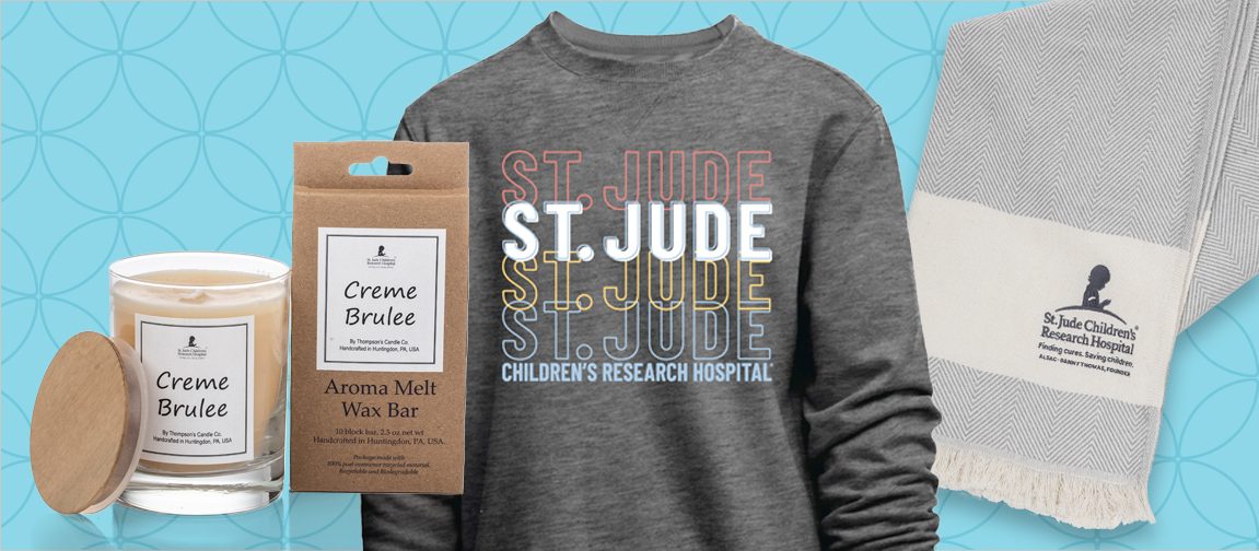 An assortment of products from the St. Jude gift shop