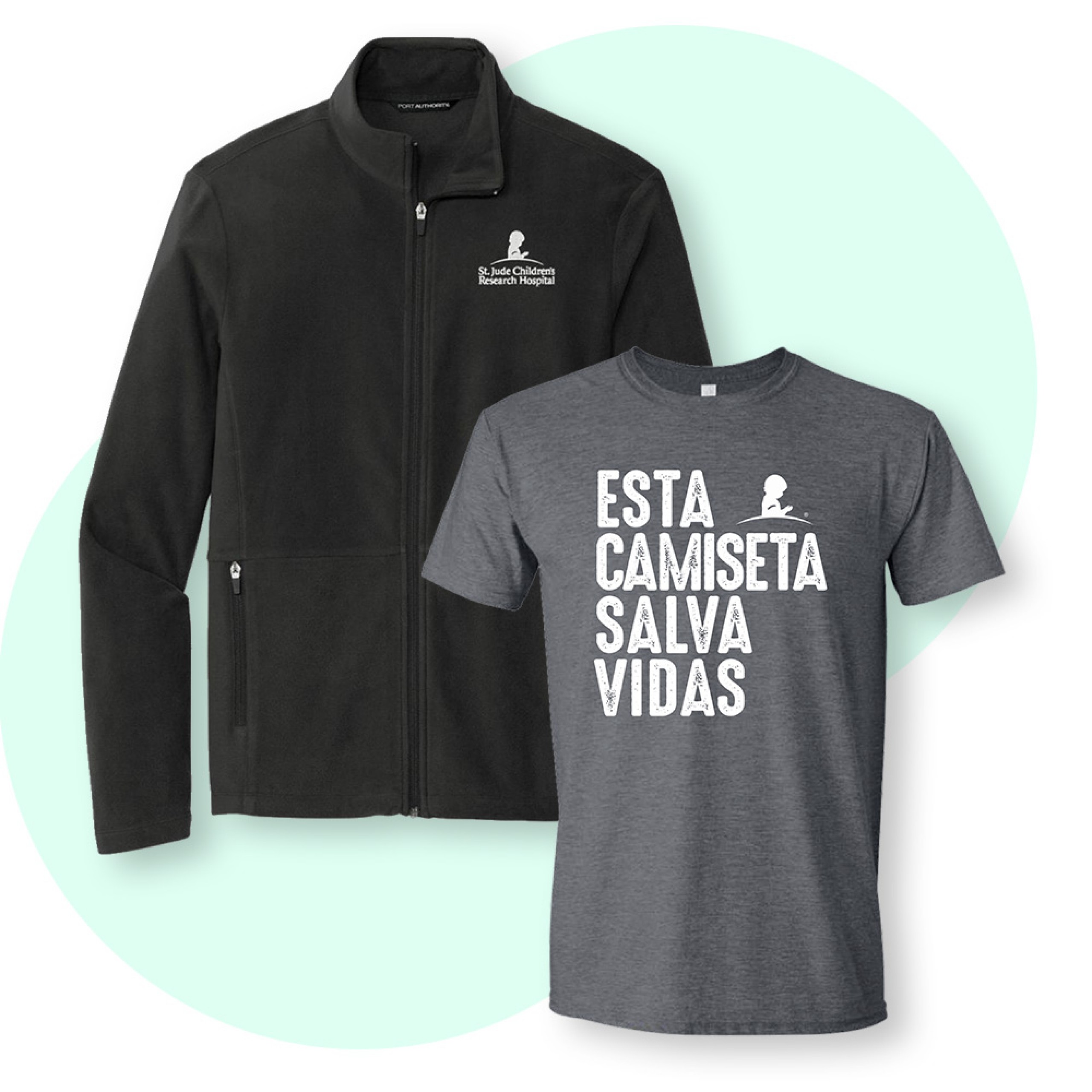 Chaqueta de St. Jude y camiseta "Esta camiseta salva vidas"