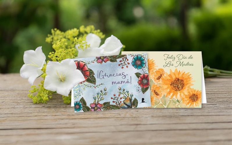 Tarjeta del Día de las Madres con dibujos hechos por pacientes.
