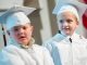 Graduating students on stage
