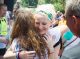 St. Jude doctor Beth Stewart hugs a fellow runner.