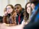 The group listens intently during a seminar.