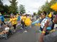 Supporters cheering on walkers