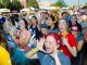 The cheering crowd