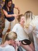 Girl getting hair and nails done
