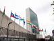 The flags outside of the UN.