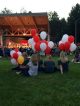 Balloons are released at the Backyard Talent Show
