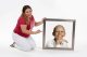 Mariangeles with a photo of herself as a patient