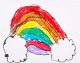 A colorful rainbow and clouds drawing by St. Jude patient Luna