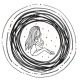 Drawing of a sad teen within a black circle
