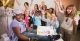 Lanasha Gray celebrates with family and hospital staff during her No More Chemo celebration.