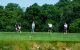 Golfers on the green at the St. Jude Fairways for Hope tournament in Fort Washington, Pennsylvania. 