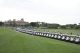 Golf carts line up at the Rahm Celebrity Golf Tournament. 