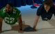 St. Jude supporters do push-ups and smile during the CBS Sports Fantasy Football Today's Draft-a-Thon to benefit St. Jude. 