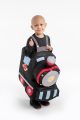 St. Jude patient Abraham dressed up for Halloween as a train