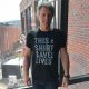 Image of Music Gives artist for St. Jude Jon Bon Joviwearing the black Music Gives tshirt.