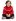 Patient Lucy sits cross-legged on the floor in a bright red dress for a studio portrait.