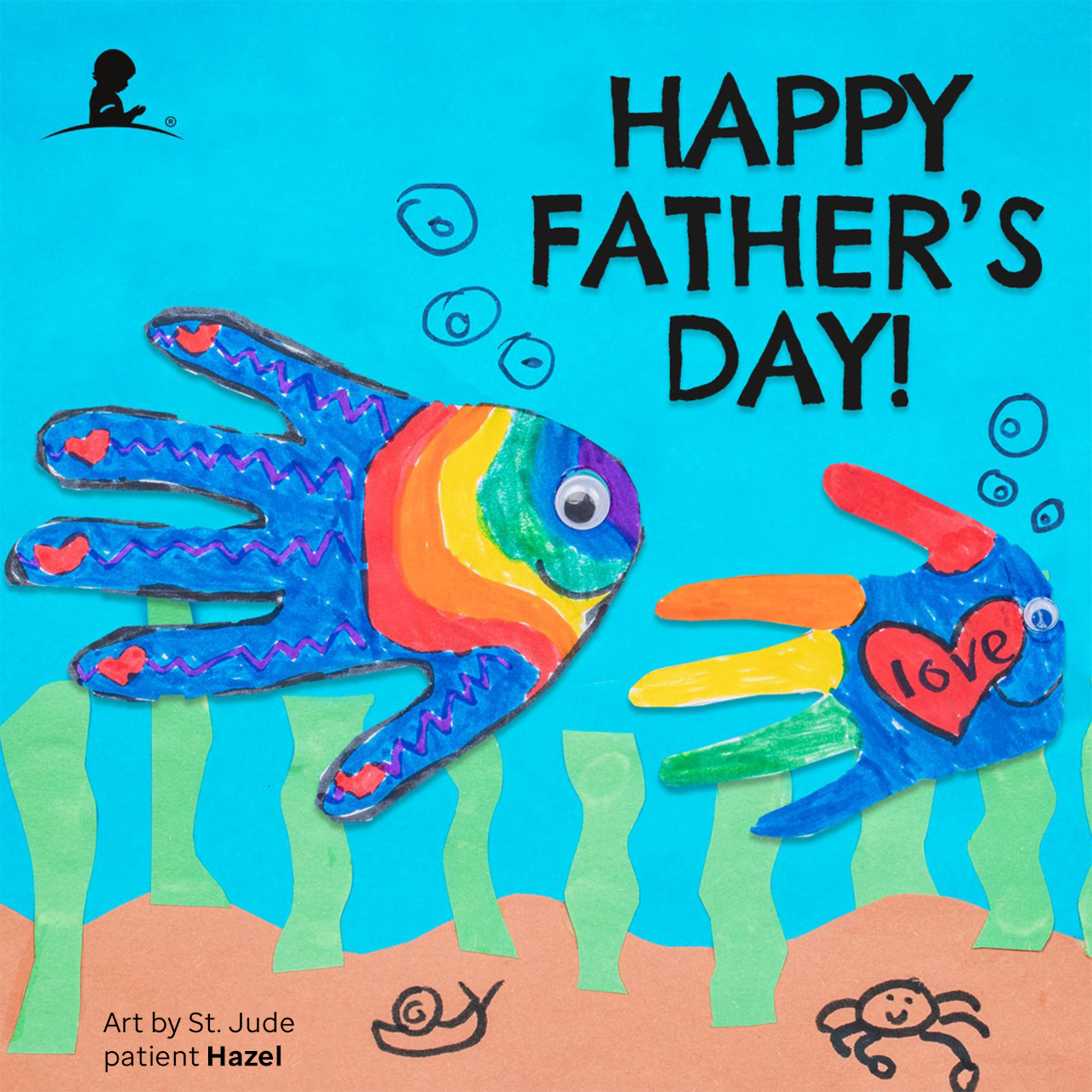 Drawing of fish underwater by St. Jude patient Hazel. 