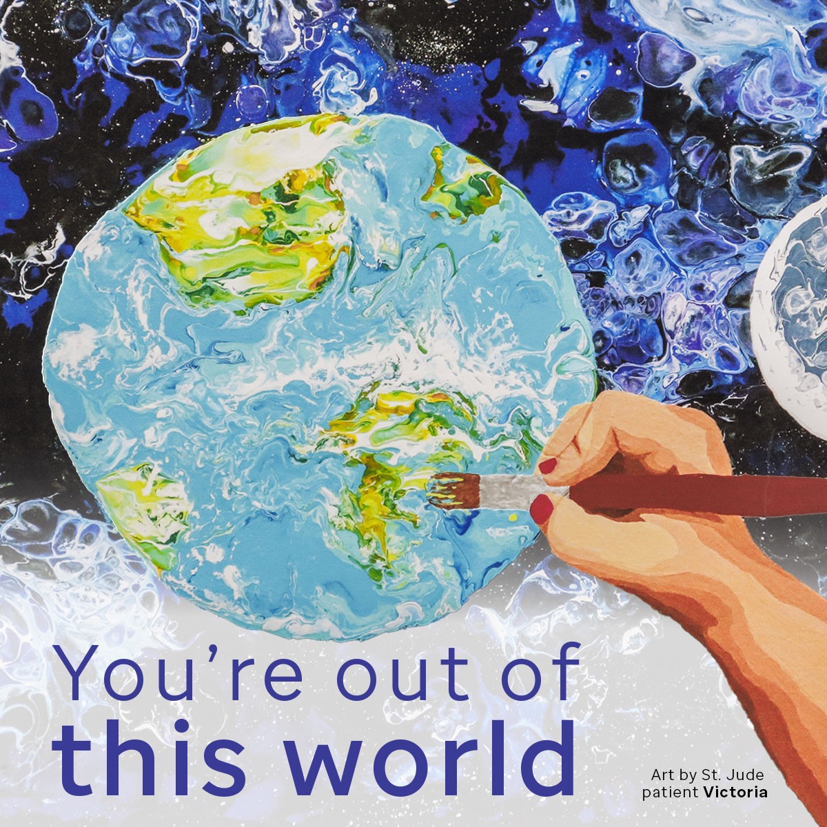 Drawing of earth in space by St. Jude patient Victoria