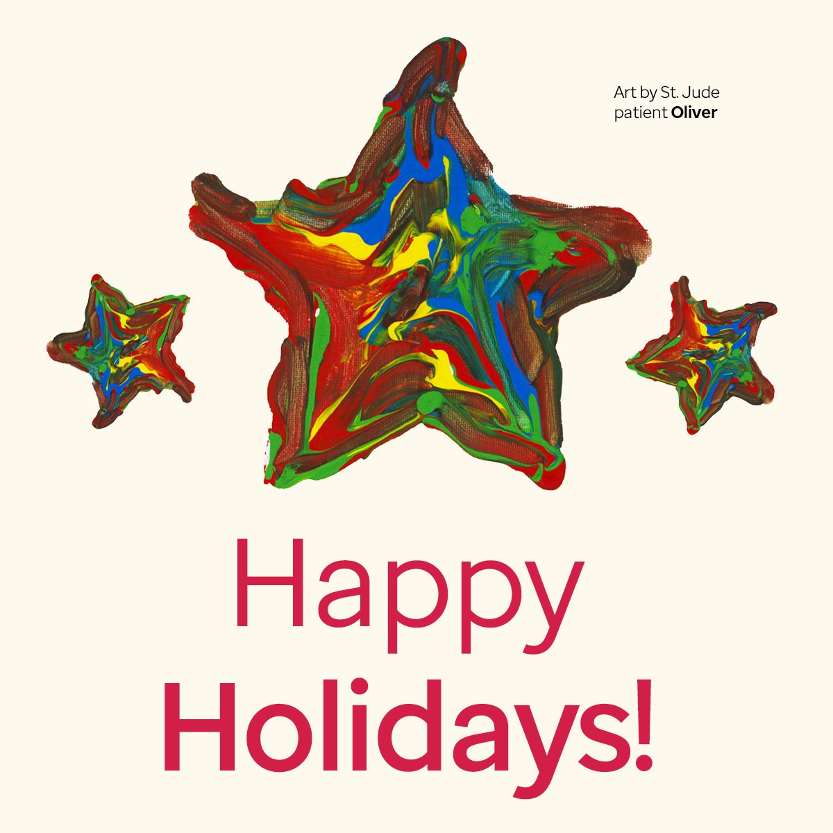 Happy Holiday card artwork of 3 stars