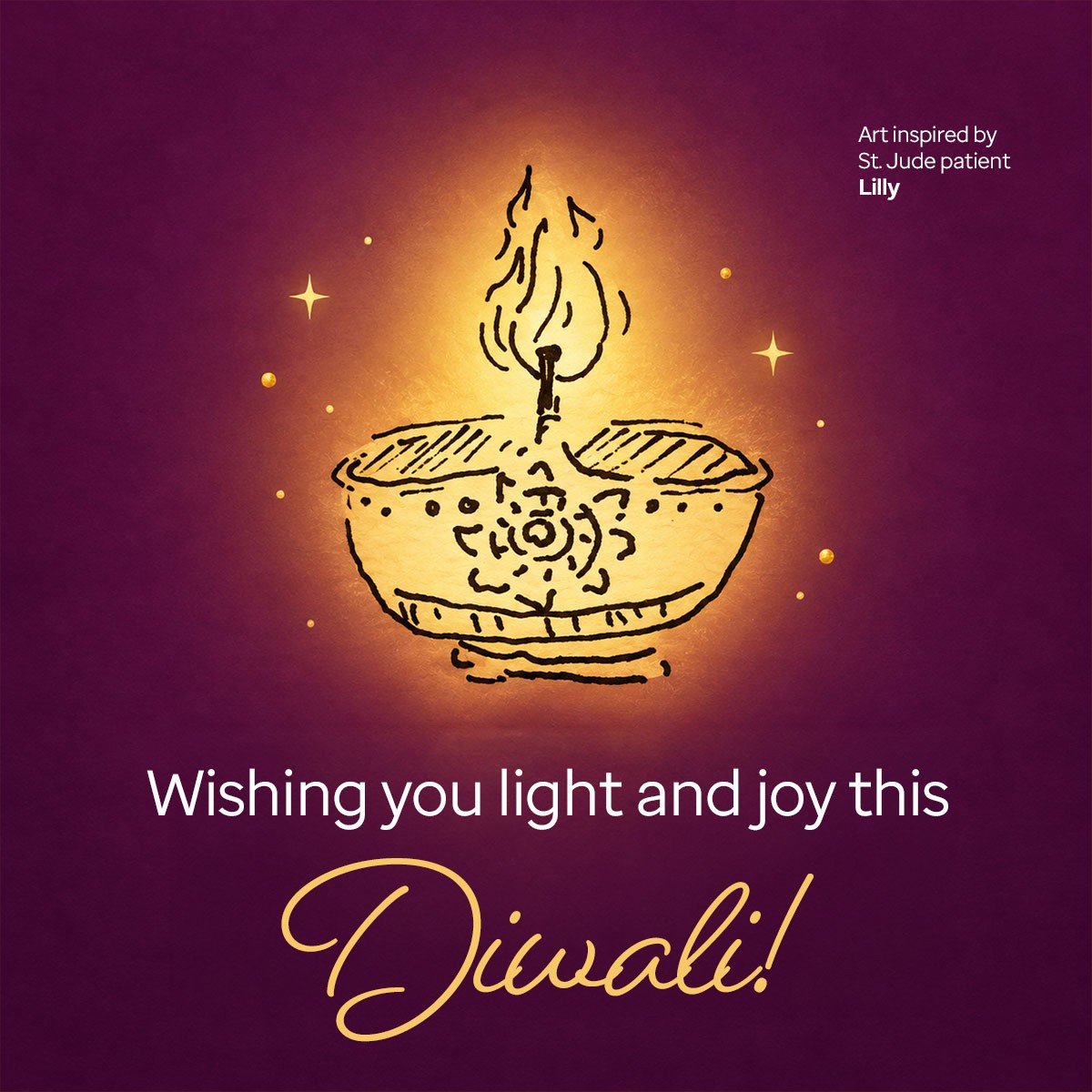 Diwali card artwork of candle shining bright