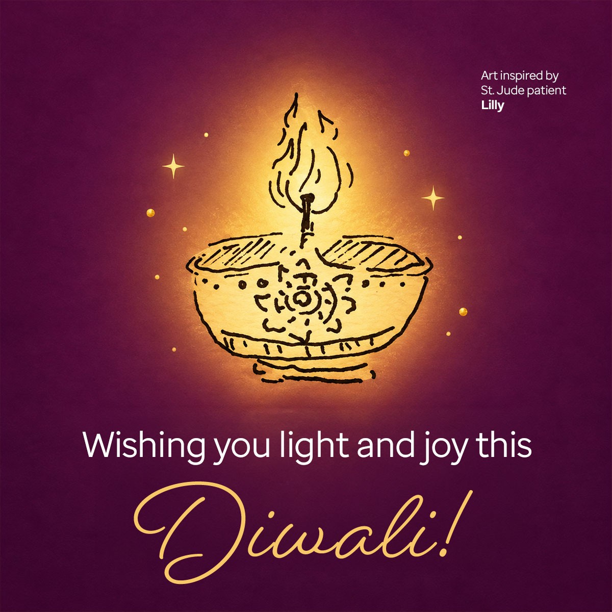 Diwali card artwork of candle shining bright