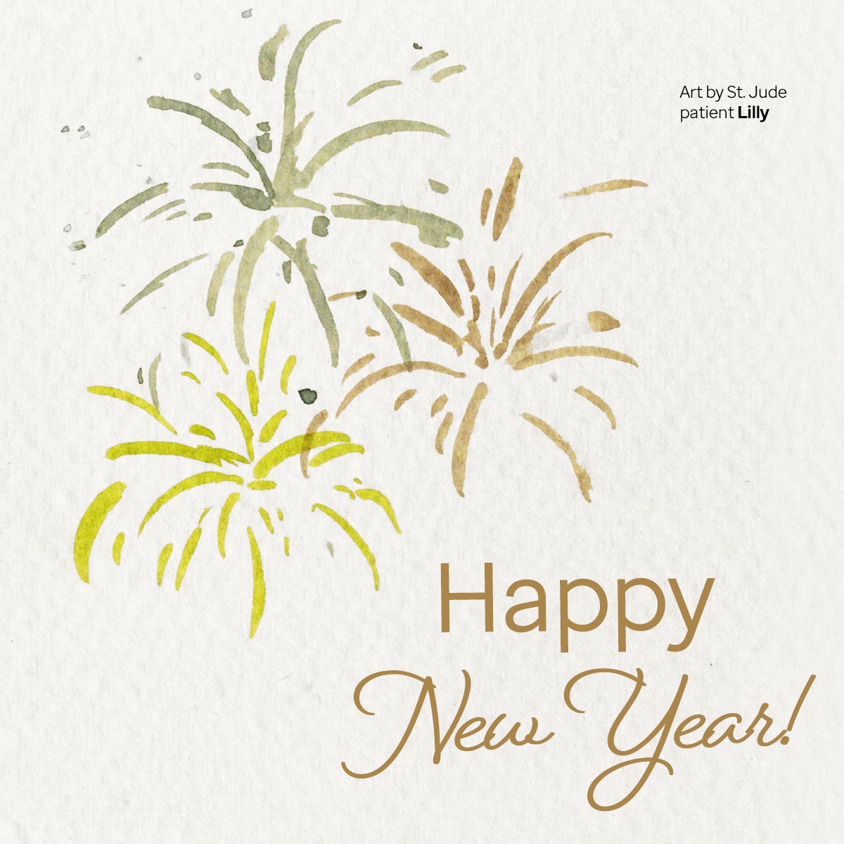 Happy New Year card artwork of fireworks