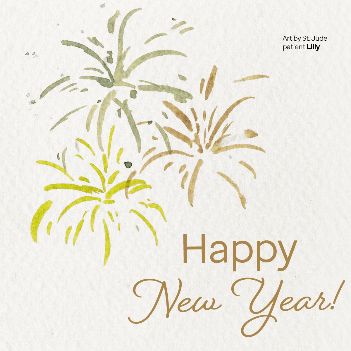 Happy New Year card artwork of fireworks