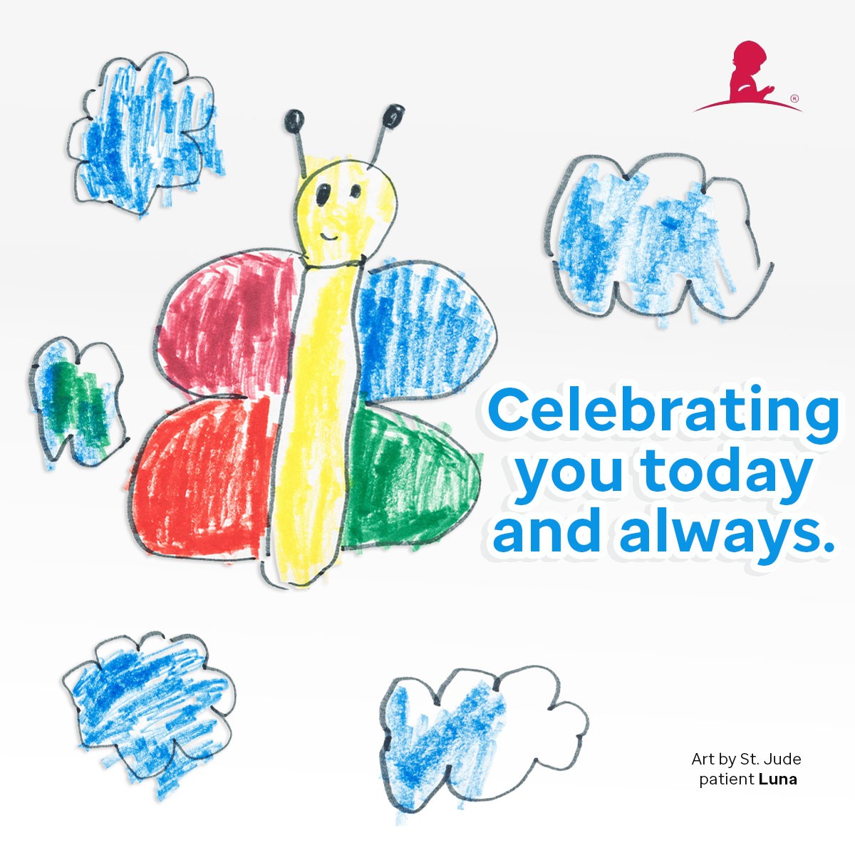Butterfly art by St. Jude patient Luna.