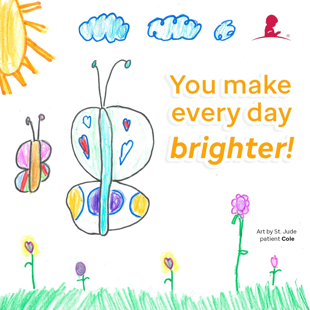 Butterfly art by St. Jude patient Cole.