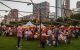 St. Jude Dream Chicago attendees gather at Millennium Park at dusk. 