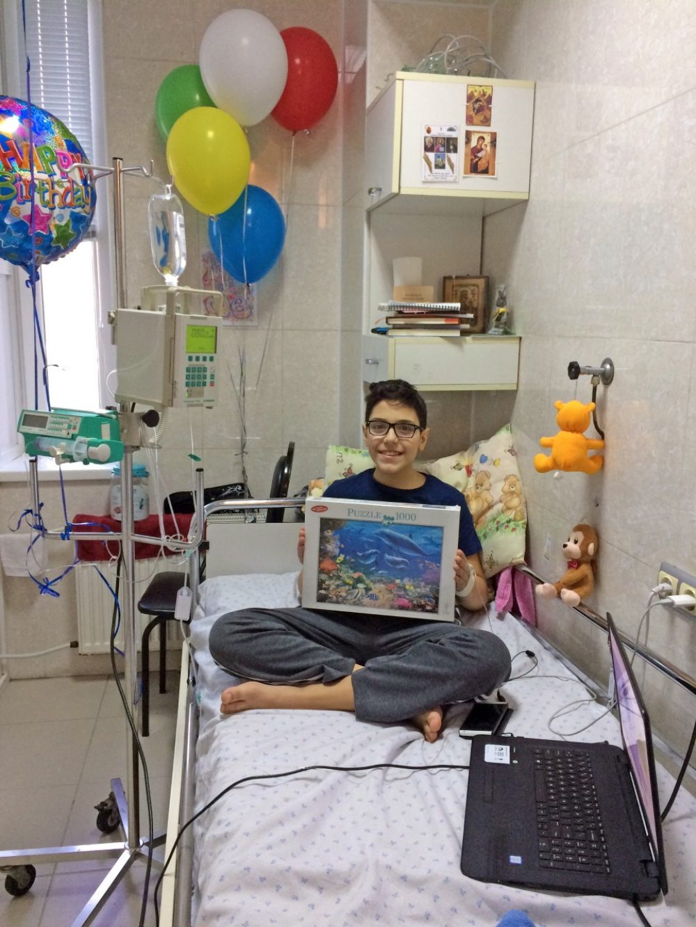 Gheorghe celebrates his birthday in the hospital.