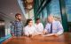 (From left to right) Chris Spencer, first author Jonathan Burlison, Ph.D. and Lori Christion discuss aspects of patient safety with corresponding author James Hoffman, Pharm.D., the hospital’s chief patient safety officer.