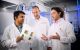 Tamjeed Saleh, Ph.D., research lab specialist, Paolo Rossi, lab director, and Charalampos Kalodimos, Ph.D., chair of the St. Jude Department of Structural Biology