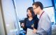 Jinghui Zhang, PhD, chair of St. Jude Children’s Research Hospital’s Department of Computational Biology, talks with Assistant Faculty Member Xiang Chen, PhD.