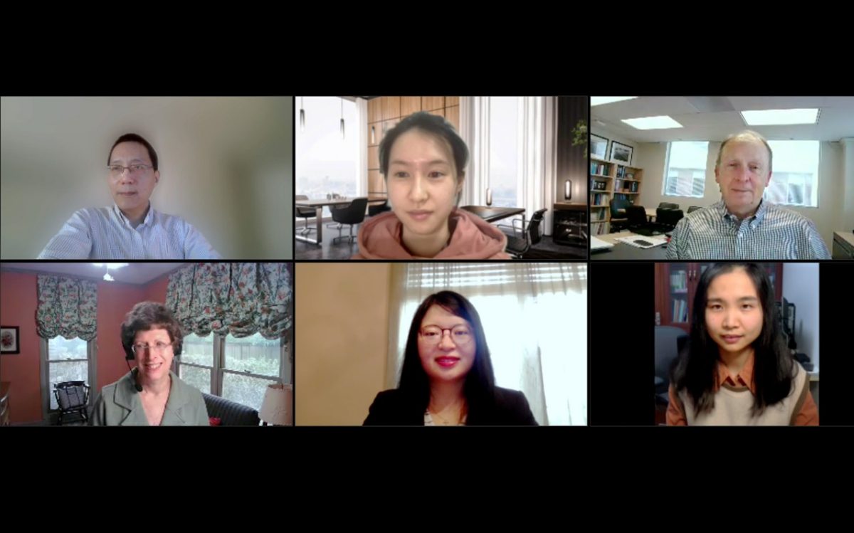 Zoom screenshot of scientists from St. Jude Children's Research Hospital