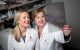 Two St. Jude researchers in the lab