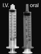 IV syringe and oral syringe