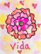 Arte inspirado en una flor con la palabra vida creado por Tayde, sobreviviente de cáncer de St. Jude.