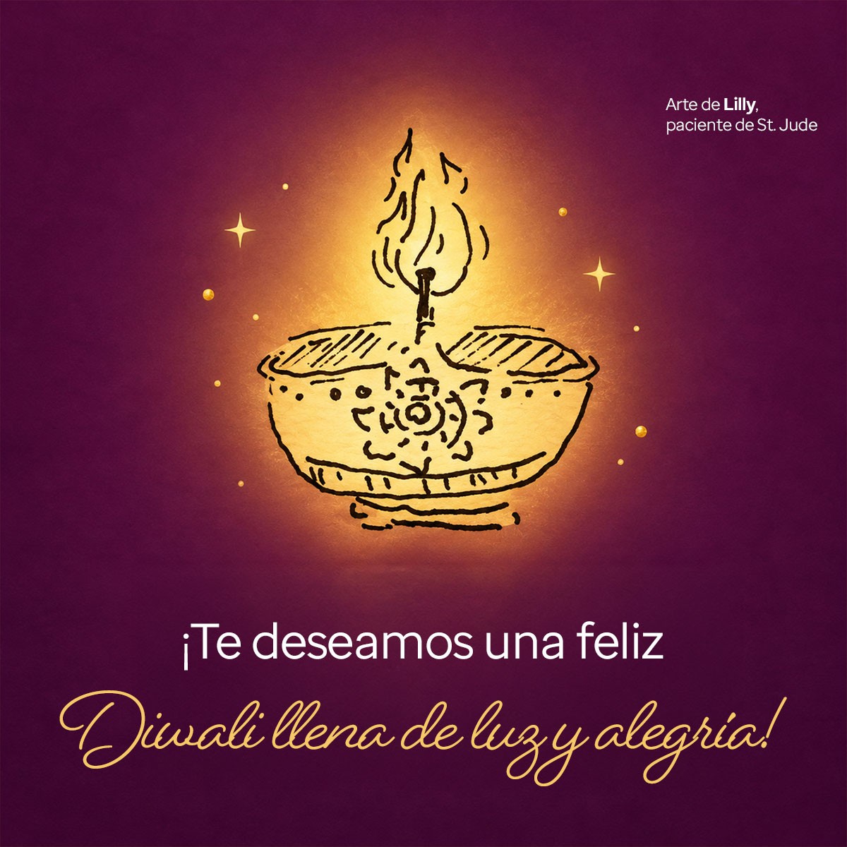 Diwali card artwork of candle shining bright