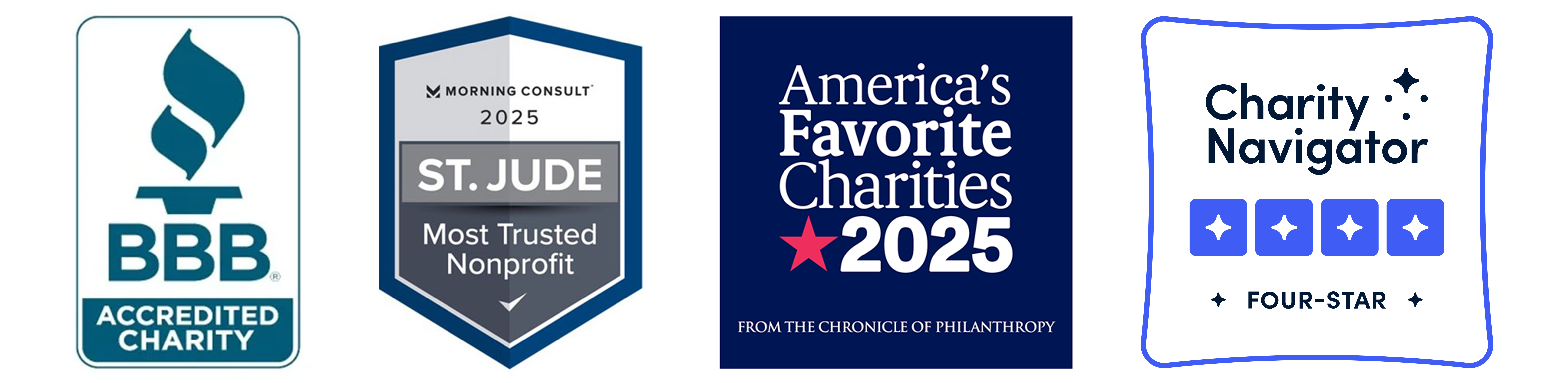 Charity Navigator logo and BBB Acredited Chairty